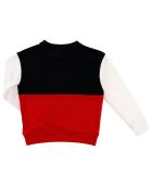 Sweat col rond en Coton tricolore noir/rouge/blanc